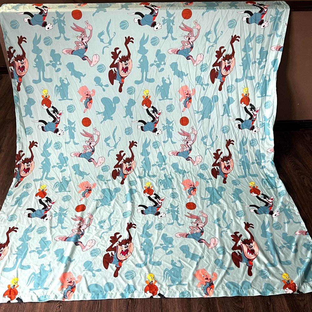 Space Jam A New Legacy Flat Sheet Twin Size Blue Warner Bros Bugs Bunny Taz